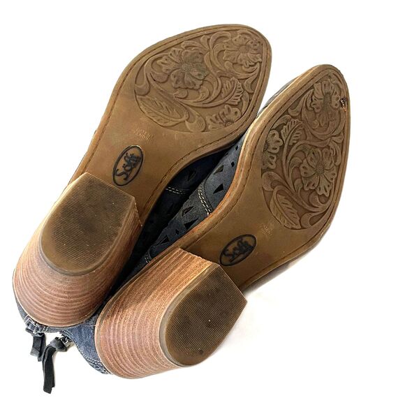 Sofft Westwood Ankle Boots Suede Blue-Grey Perforated Western Size 10 - Picture 9 of 9